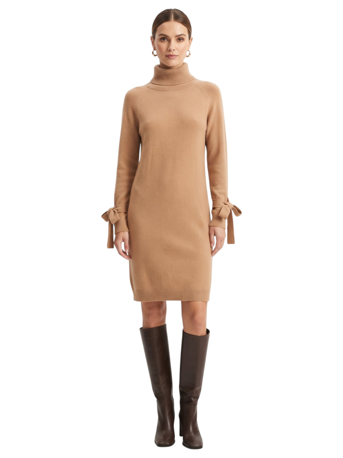 Image for Women's Plain Knitted Dress,Camel Brown