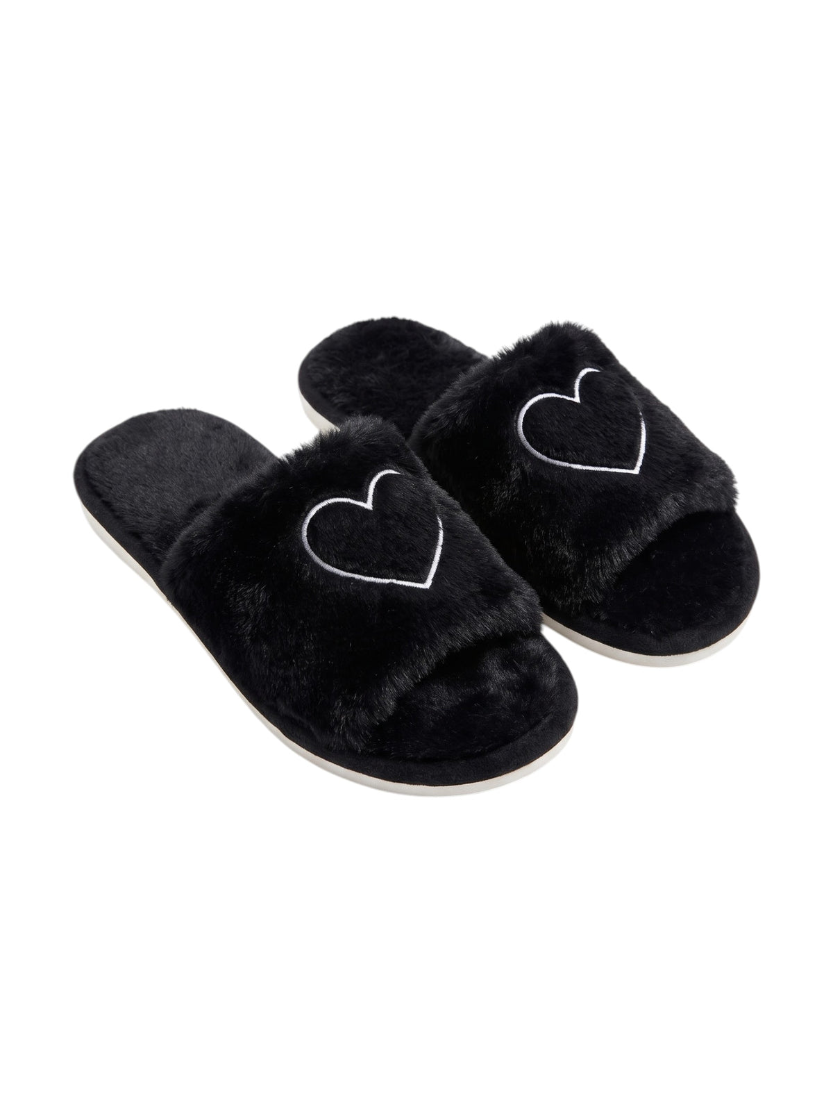 Image for Women's Printed Faux Fur Slippers,Black