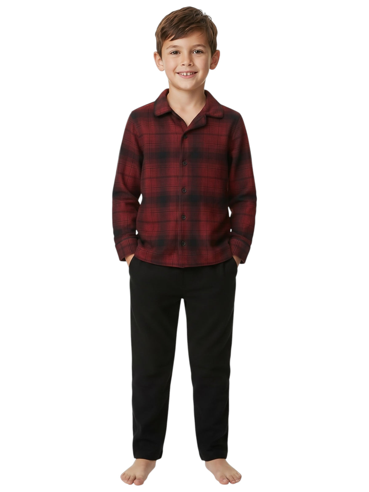 Image for Kids Boy Plaid Sleepwear Top,Red