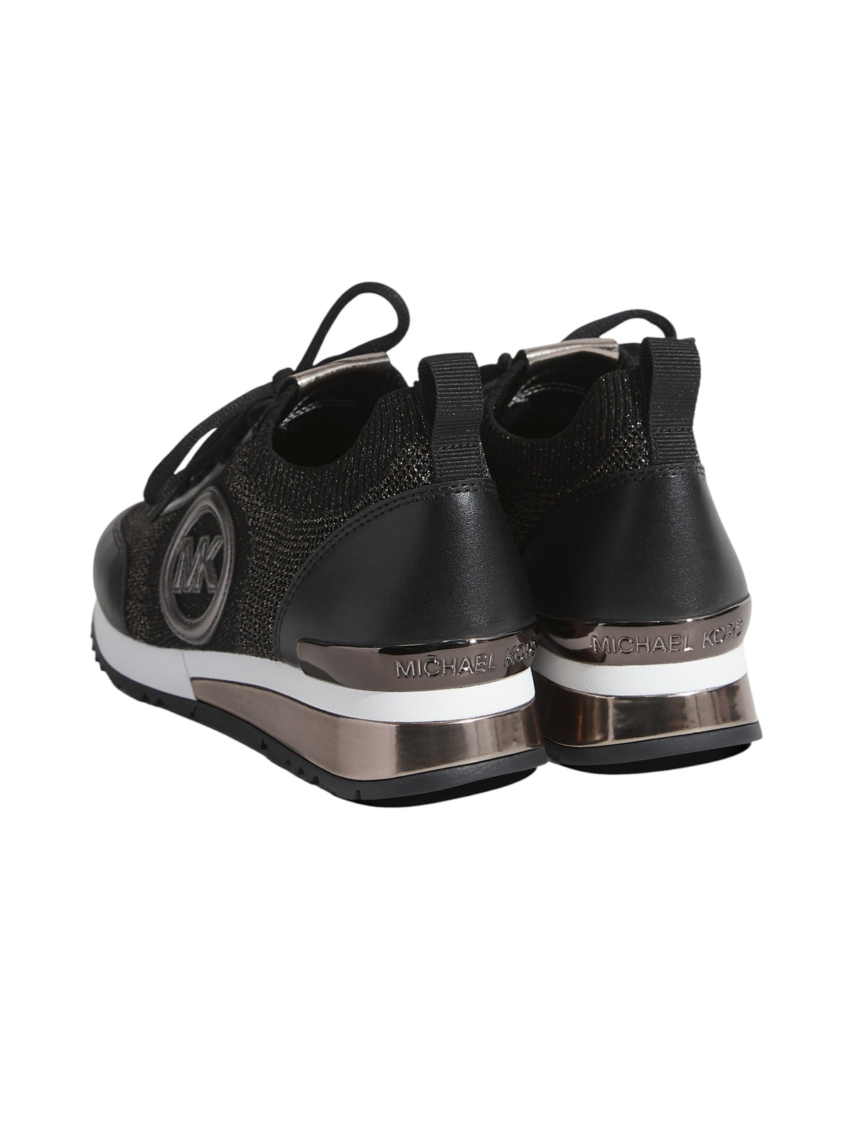 Women's Shiny Kitted Logo Designed Shoes,Black