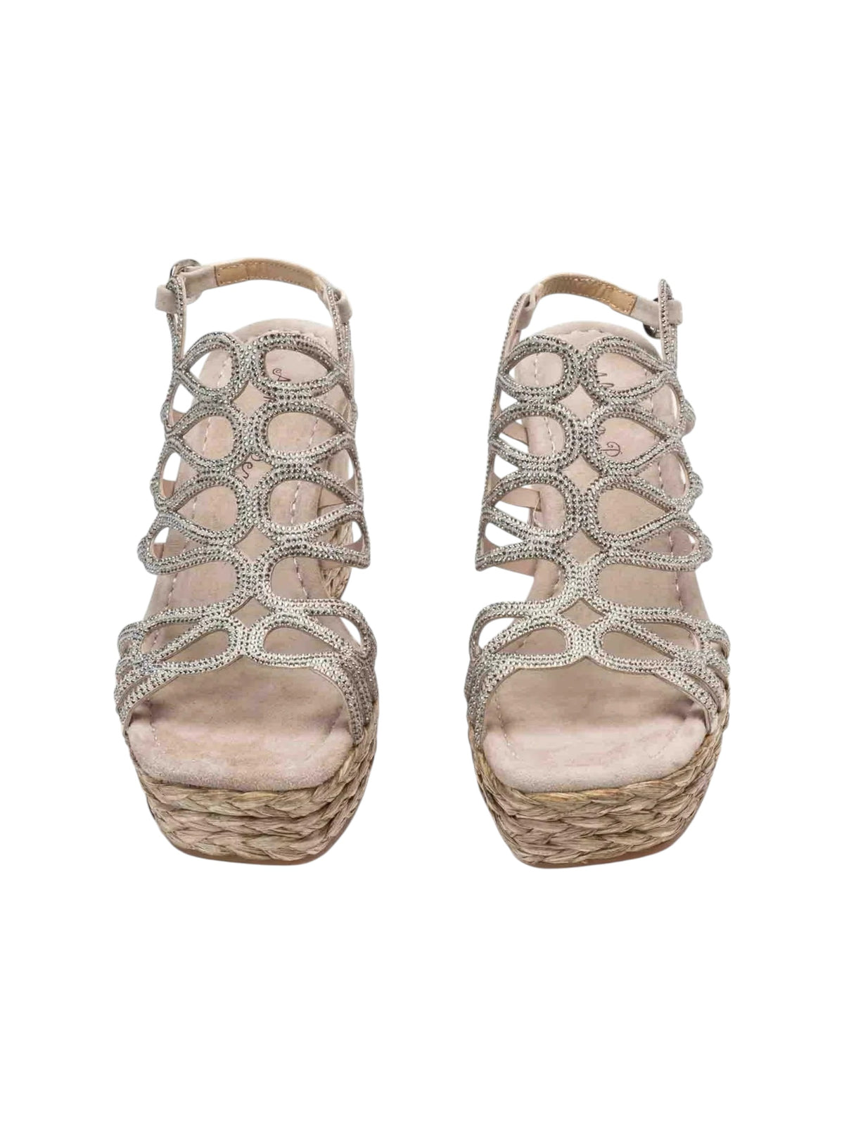 Women's Rhinestone Embellished Sandals,Dark Beige