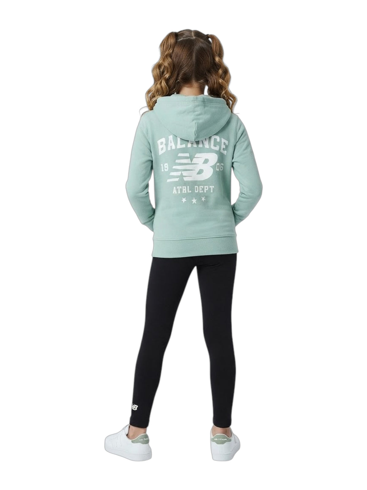 Kids Girls Brand Logo Printed Hoodie,Mint Green