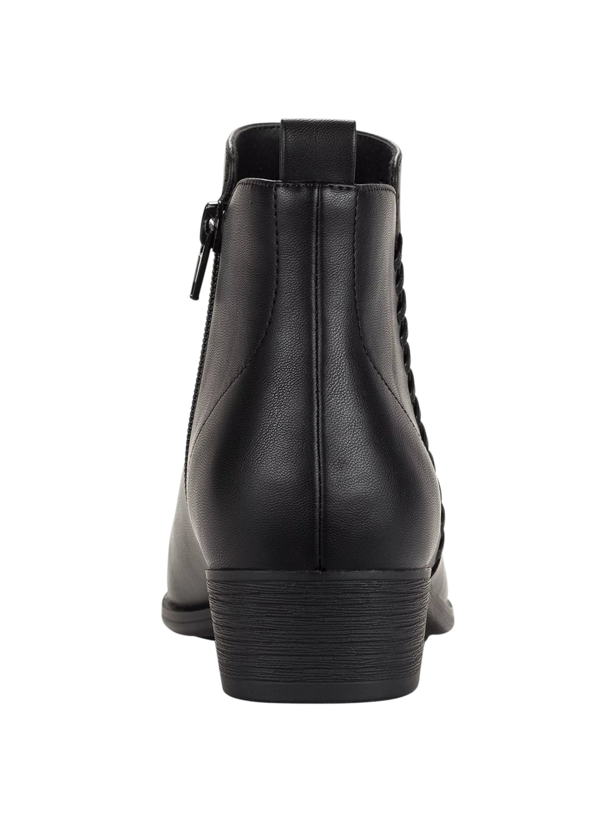 Women's Plain Leather Ankle Boots,Black