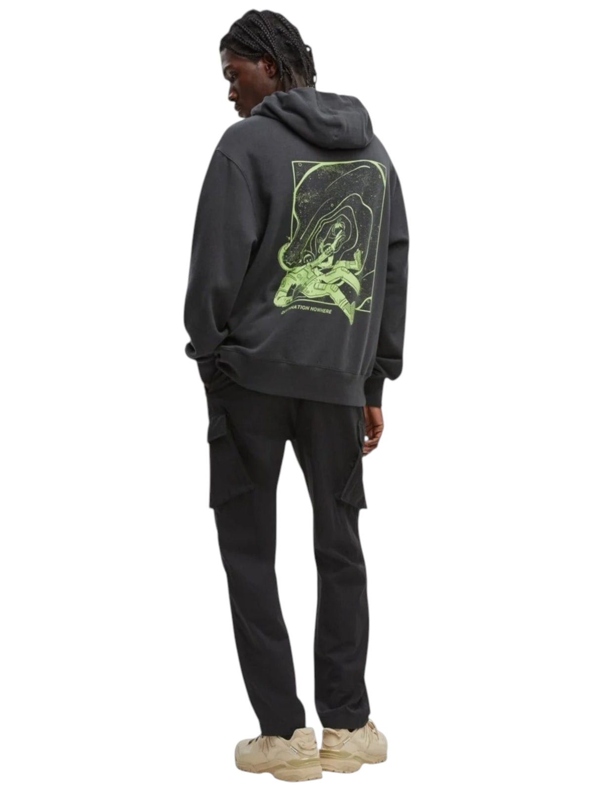 Image for Men's Printed Hoodie,Dark Grey