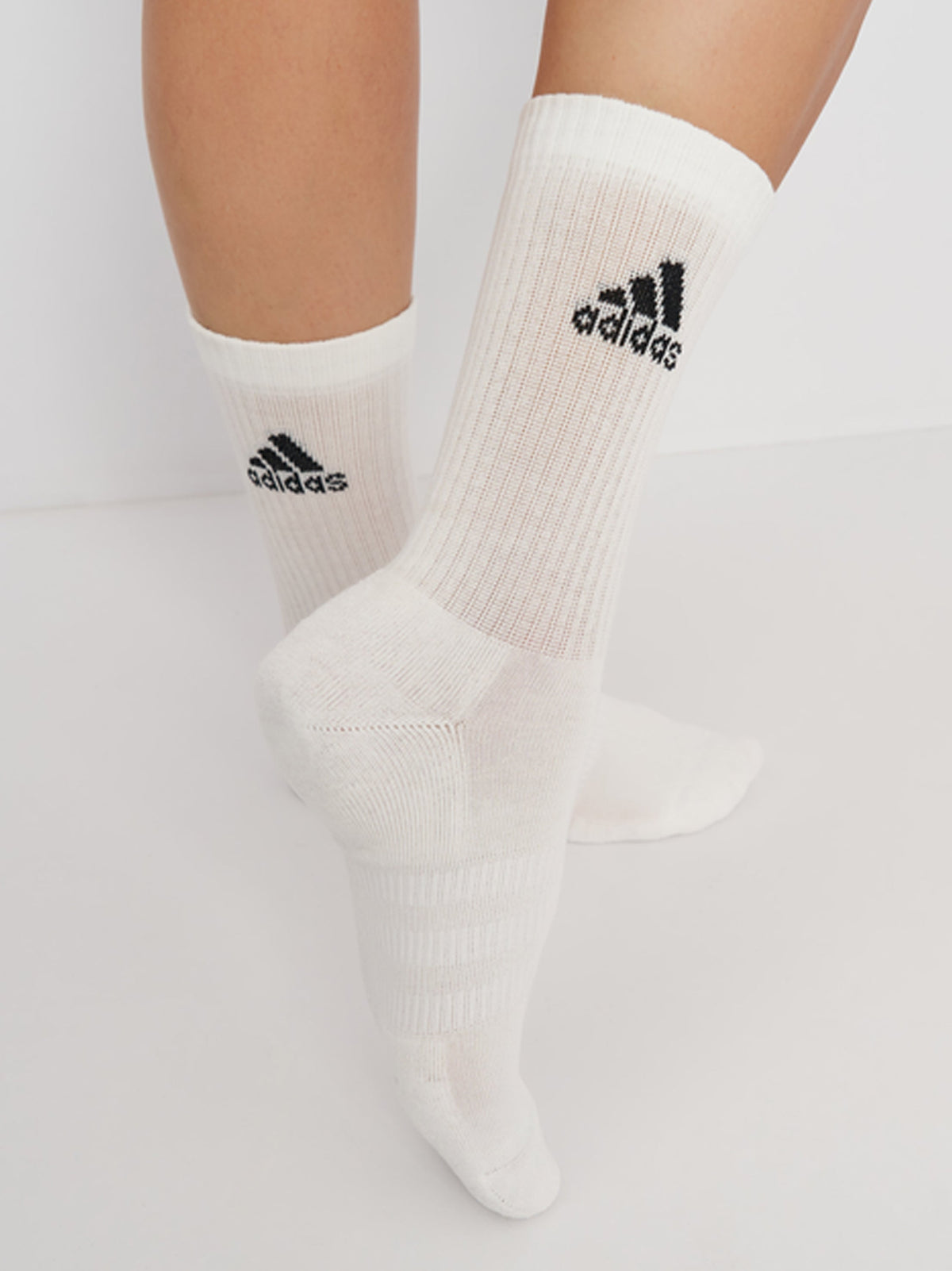 Women's 3 Pairs Cushioned Crew Socks,White