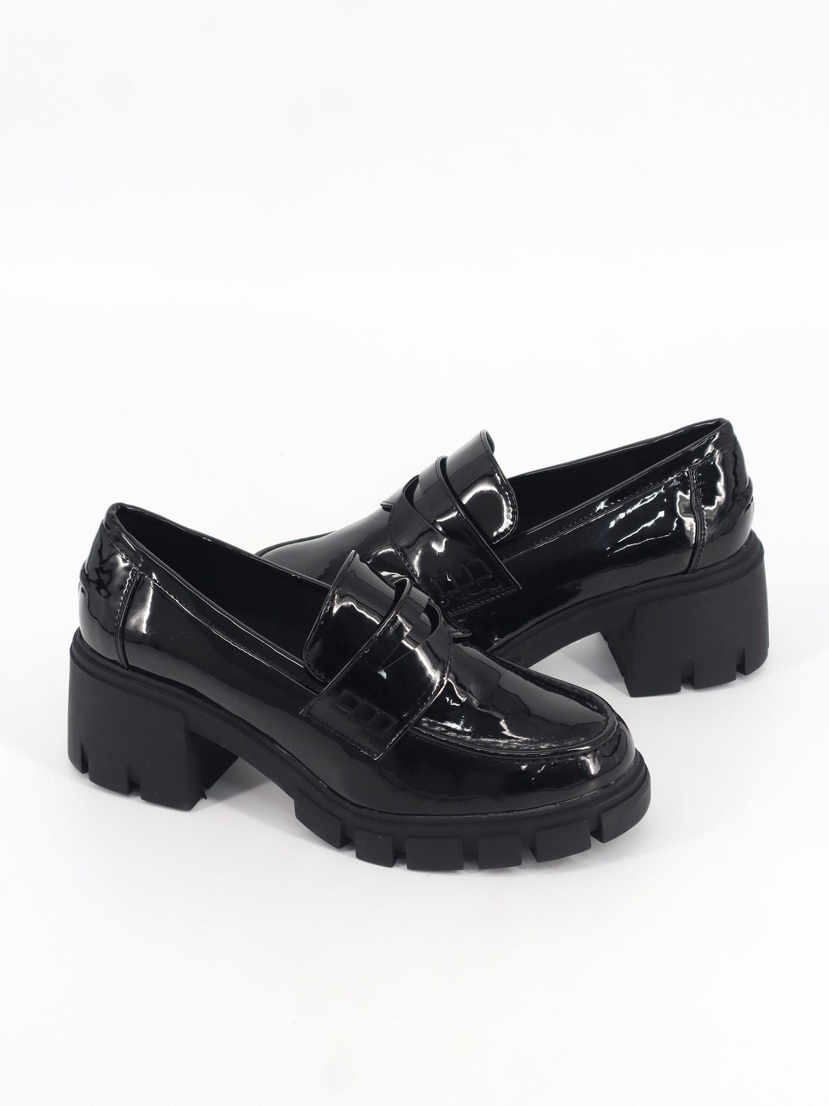 Women's Patent Leather Slip On Shoes,Black