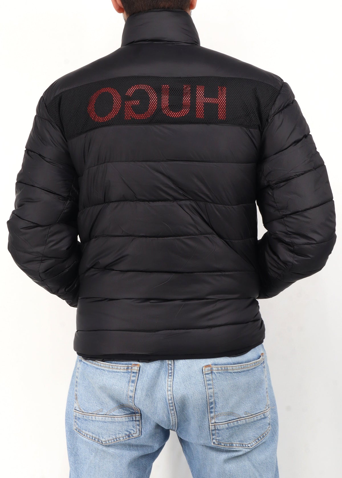Image for Men's Brand Logo Patched Quilted Jacket,Black