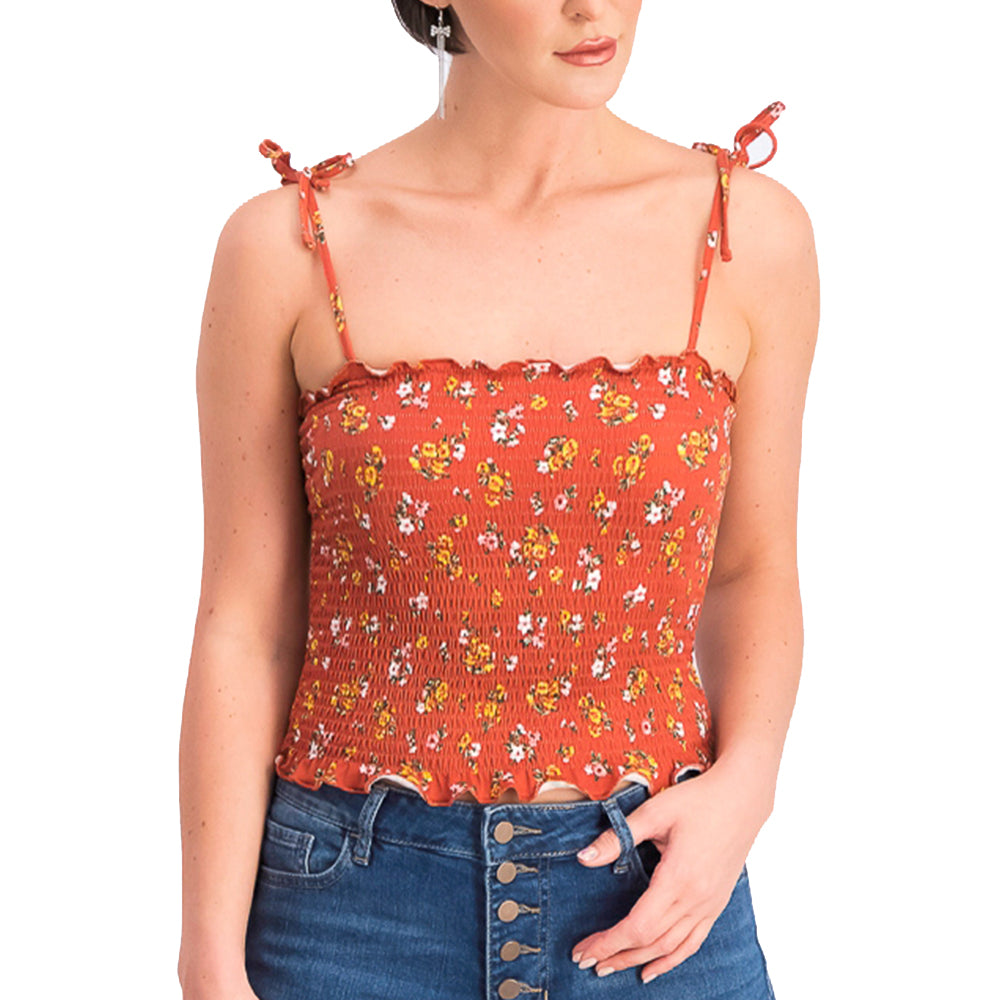 Image for Women's Smocked Tank Top,Brick