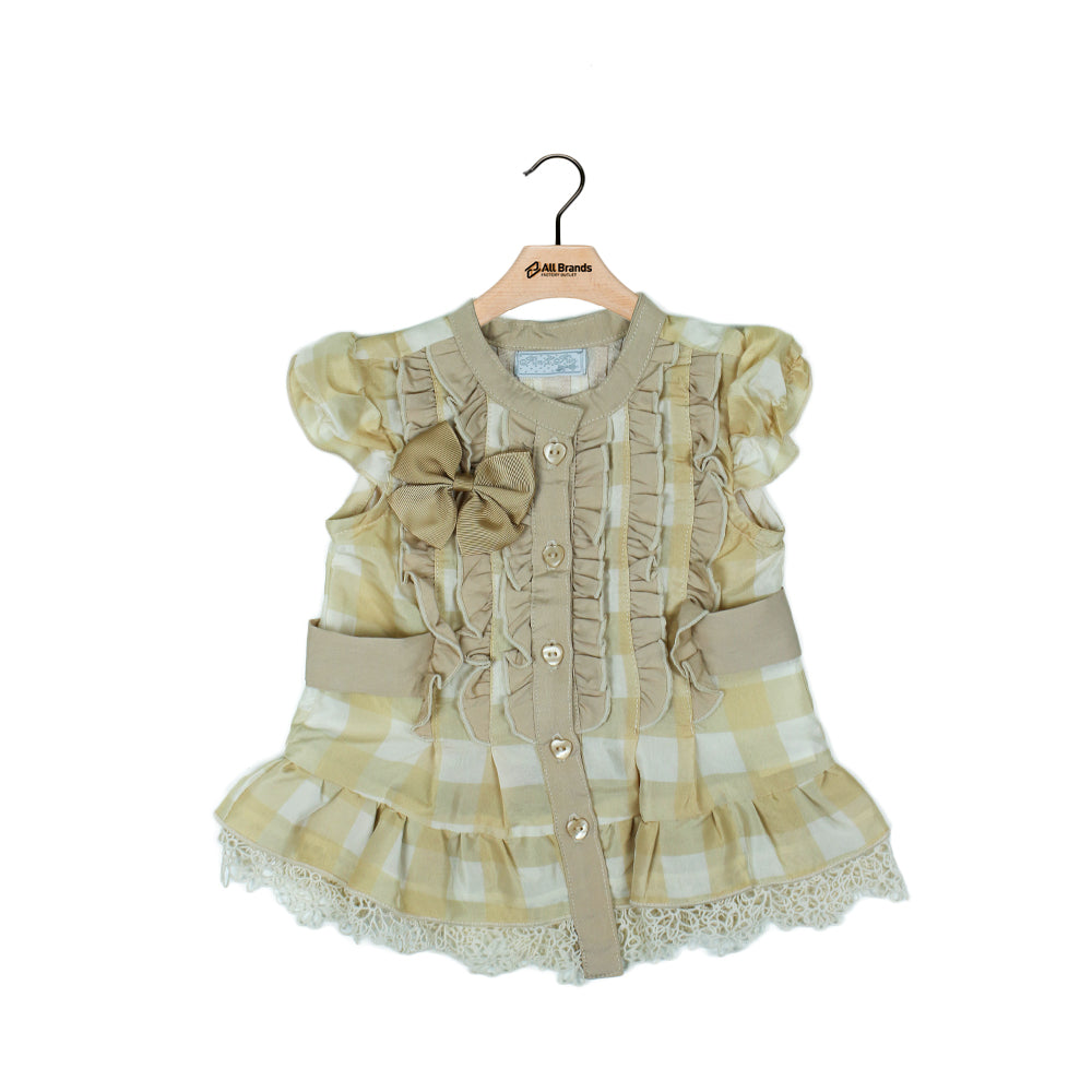 Image for Kids Girl Plaid Ruffled Dress,Beige