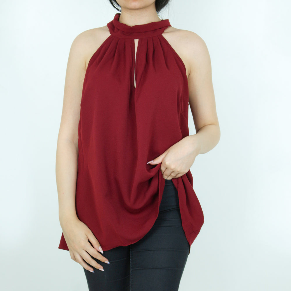 Image for Women's Plain Solid Casual Top,Burgundy