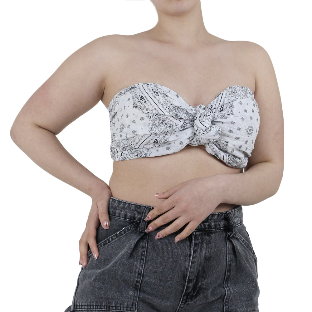 Image for Women's Printed Crop Top,White