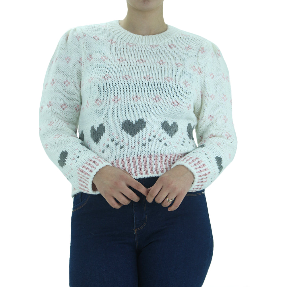 Image for Women's Embroidered Sweater,White