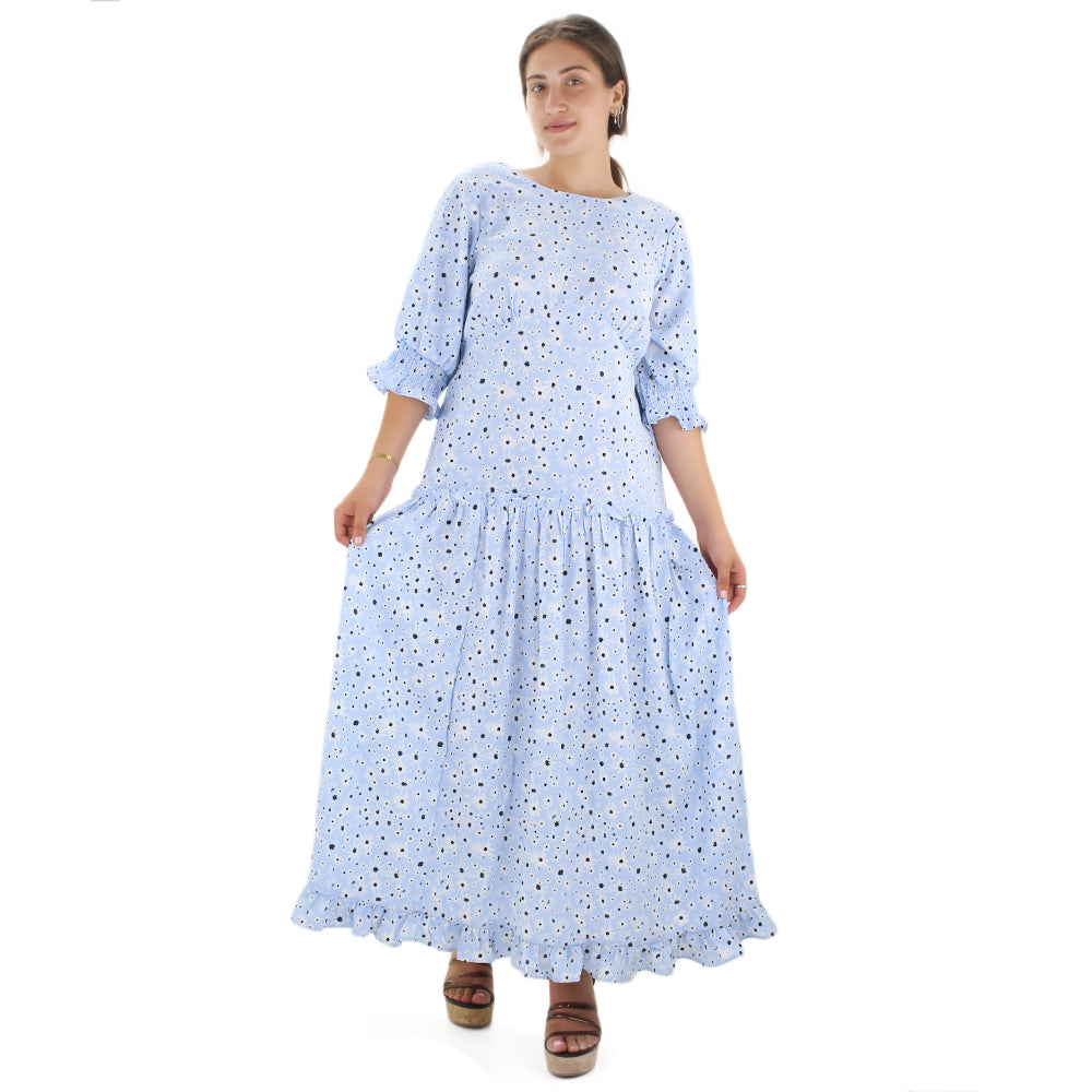 Image for Women's Floral Ruffle Long Dress,Light Blue