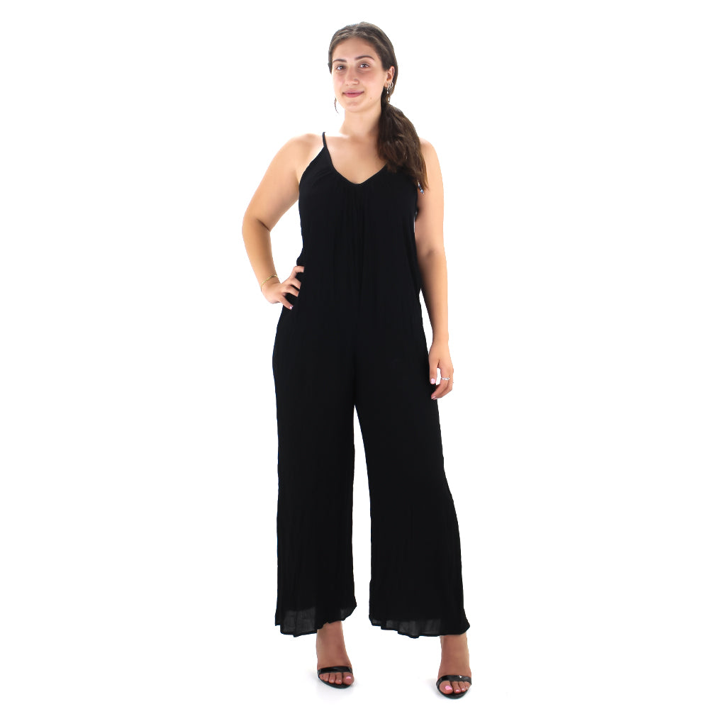 Image for Women's Ribbed Wide Leg Jumpsuit,Black