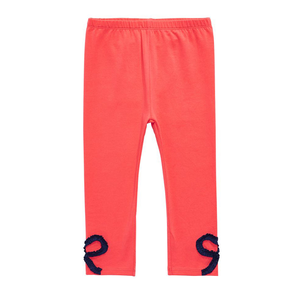 Image for Kids Girl Bow Trim Leggings,Orange Coral
