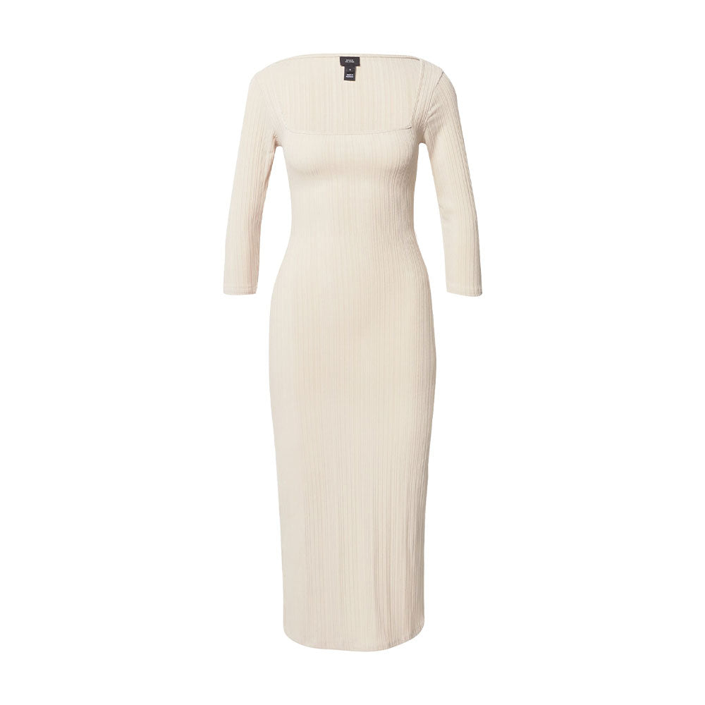 Image for Women's Ribbed Three-quarter Sleeve Drees,Beige