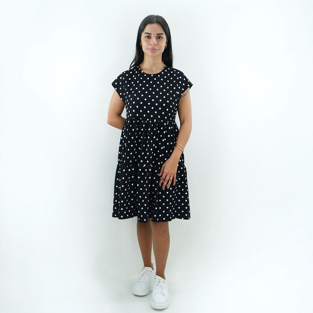 Image for Women's Open Back Polka Dots Dress,Black