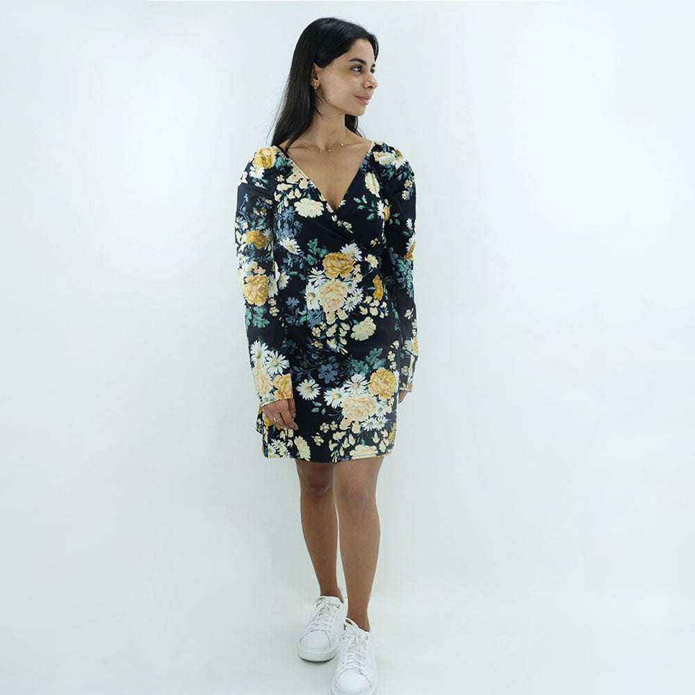 Image for Women's Floral Printed Casual Dress,Black