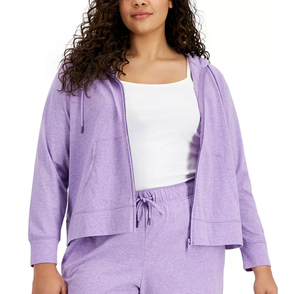 Image for Women's Plain Solid Plus Size Full-Zip Hoodies,Purple
