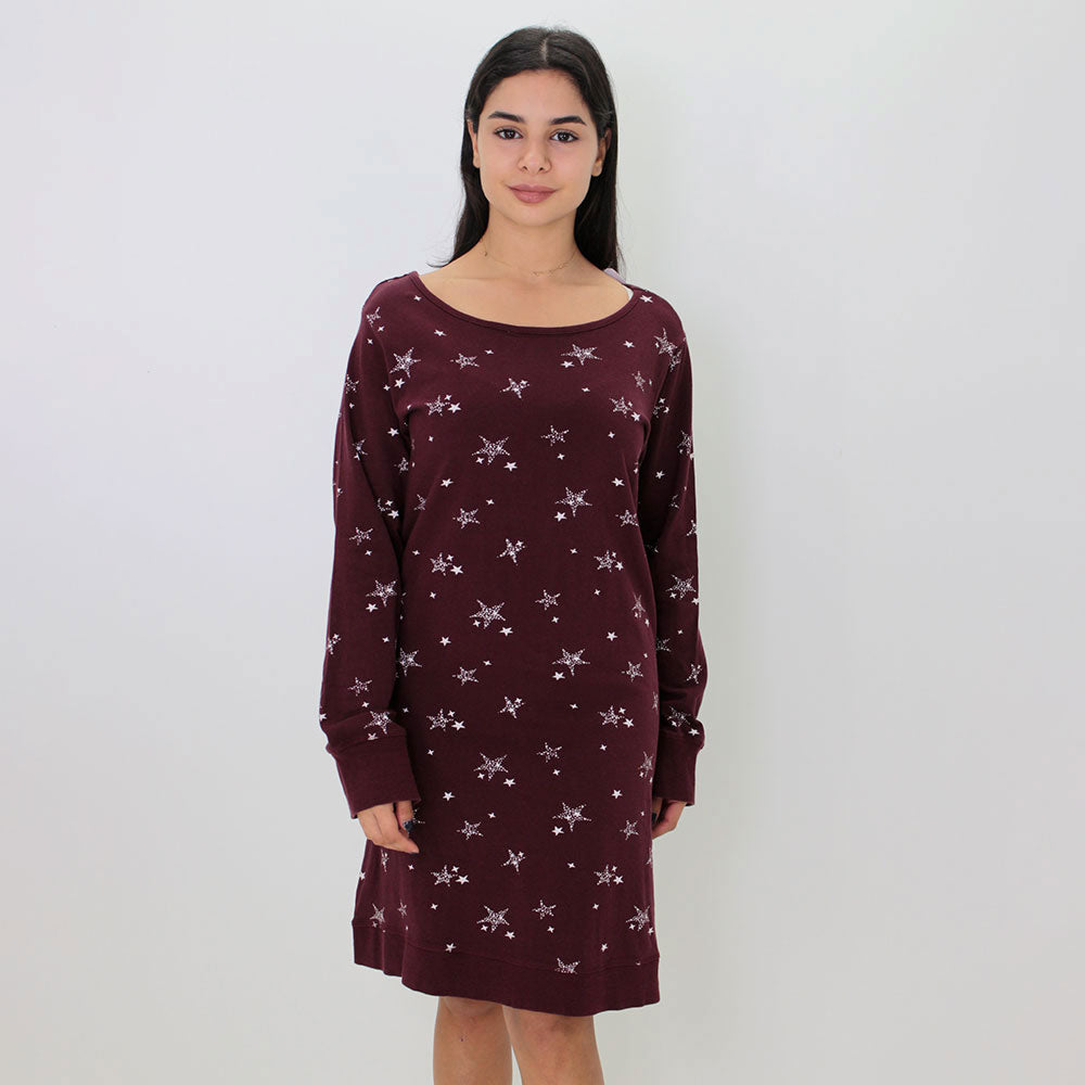Image for Women's Graphic Print Short Dress, Burgundy