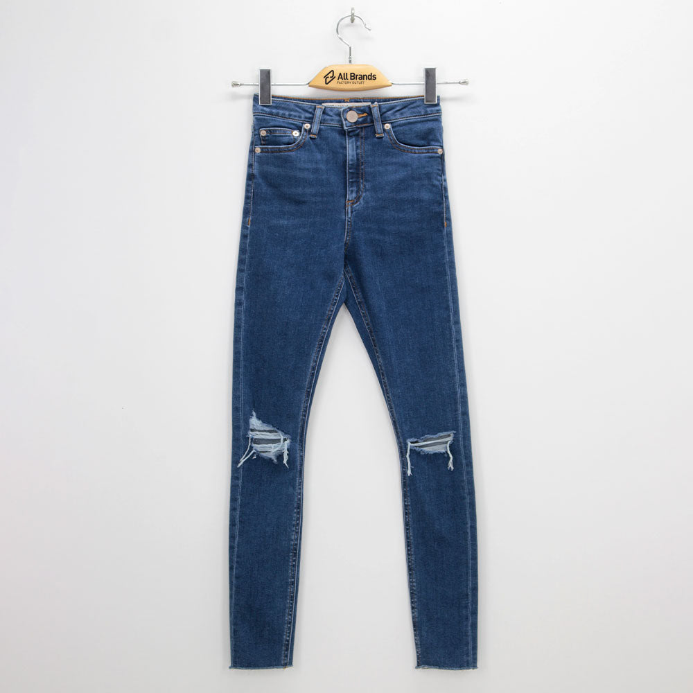 Image for Women's High Rise Slim Ripped Denim Pant,Blue