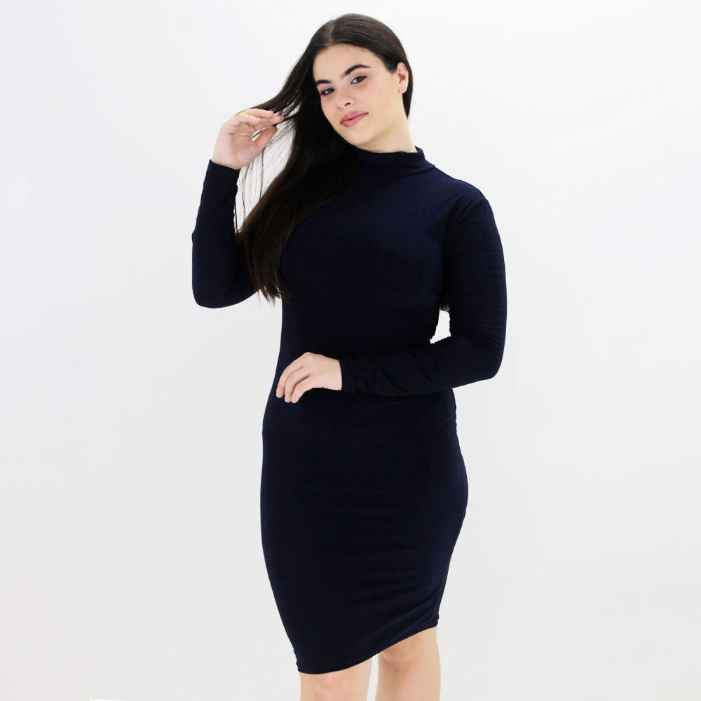 Image for Women's Plain Open Back Dress,Navy