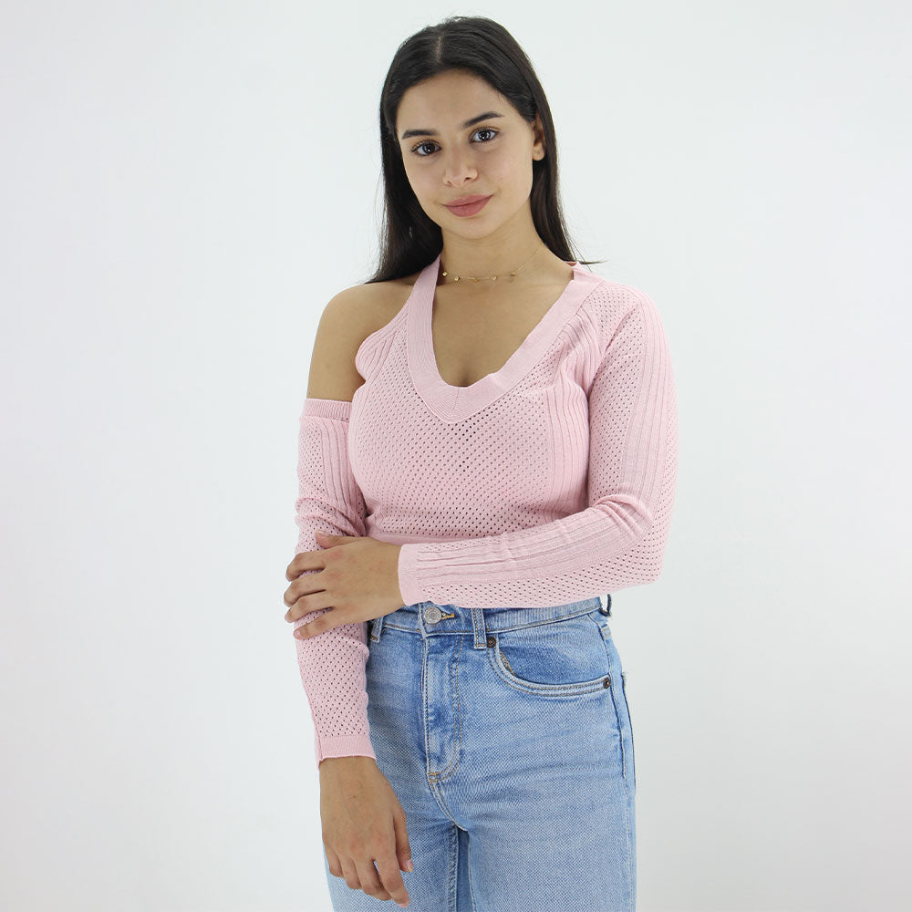 Image for Women's Mesh V Neckline Top,Pink