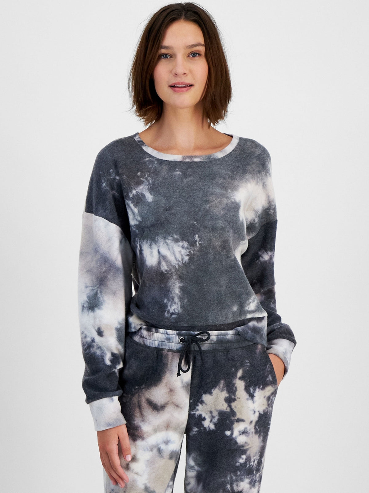 Image for Women's Tie-Dyed Drop-Shoulder Sweaters,Grey