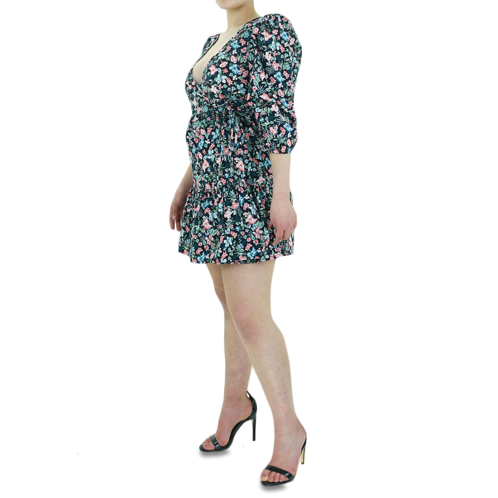Women's Floral Short Dress,Black