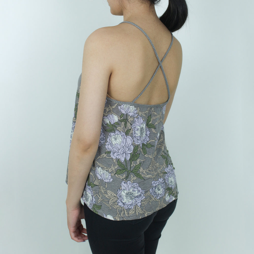 Women's Lace-Up-Back Top,Grey