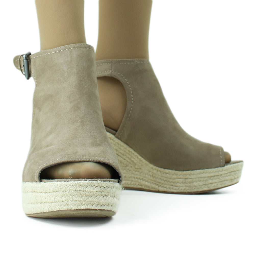 Image for Women's Faux Suede Wedge Sandal,Greige