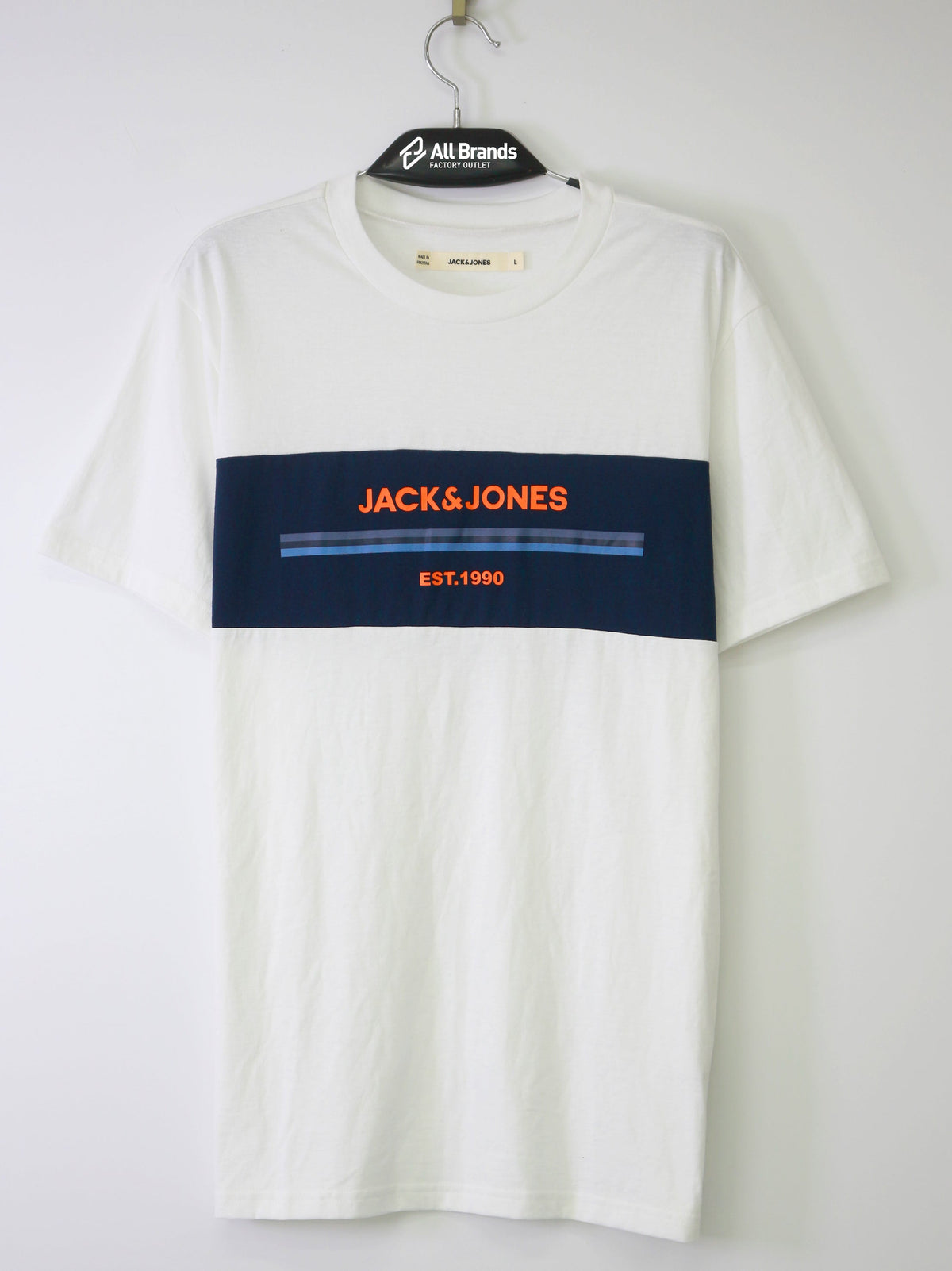 Image for Men's Chest Stripe/Brand Logo Printed Top,White