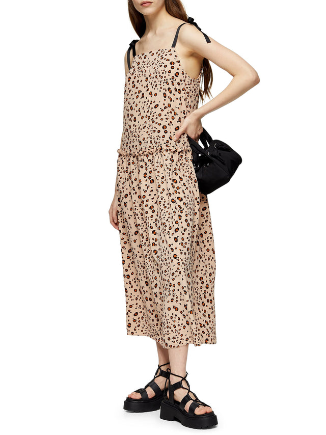 Image for Women's Leopard Printed MIDI Dress,Beige