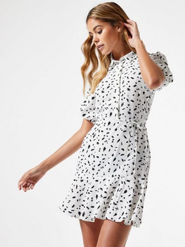 Image for Women's Graphic Printed Blouse Type Dress,White