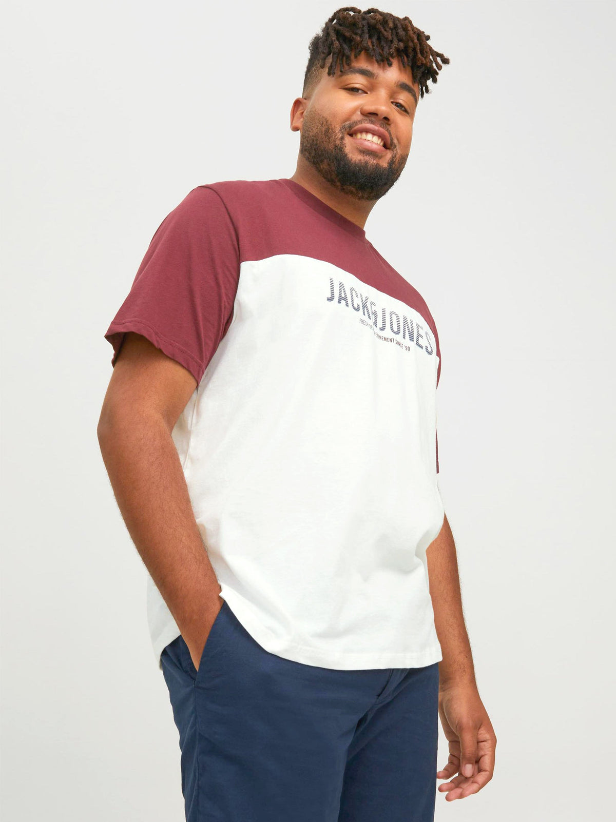 Image for Men's Color Block Brand Logo Printed T-Shirt,White