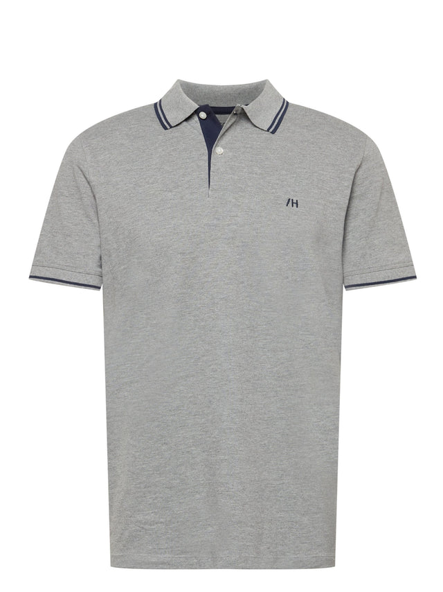 Image for Men's Brand Logo Embroidered Textured Polo Shirt,Grey
