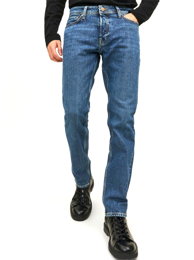 Image for Men's Plain Solid Straight Jeans,Blue