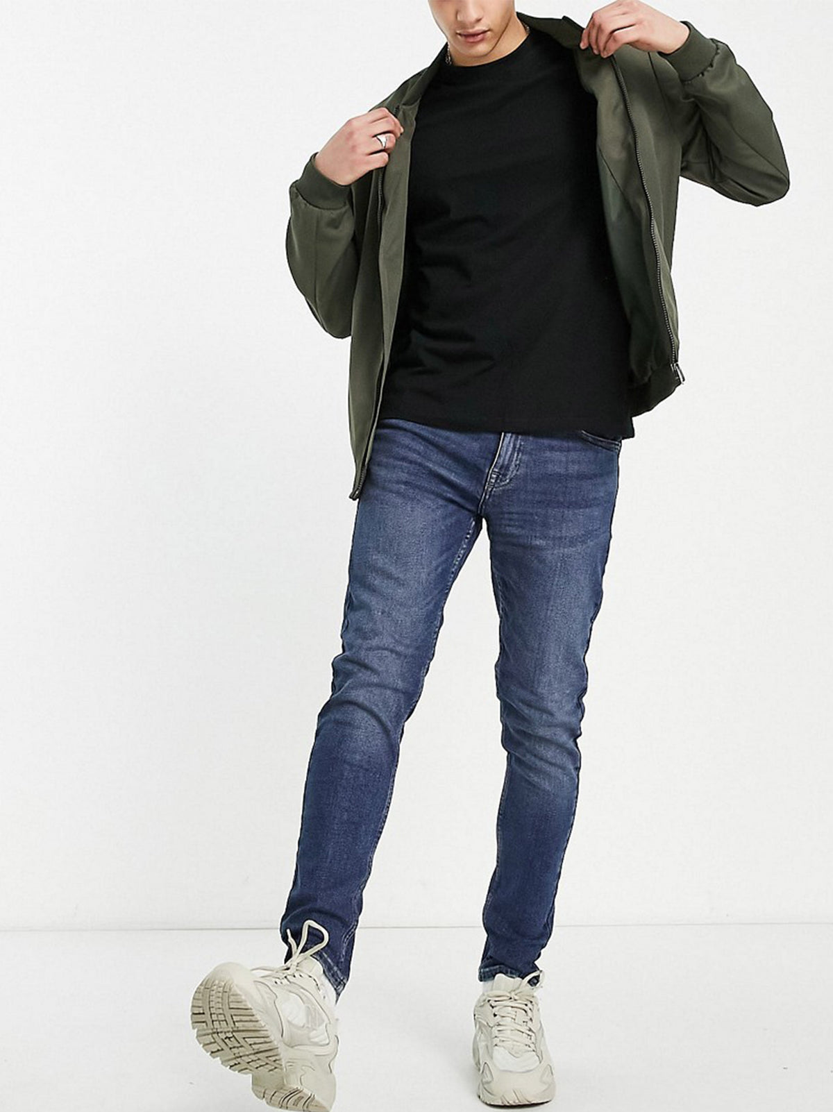 Image for Men's Plain Solid Skinny Jeans,Dark Blue