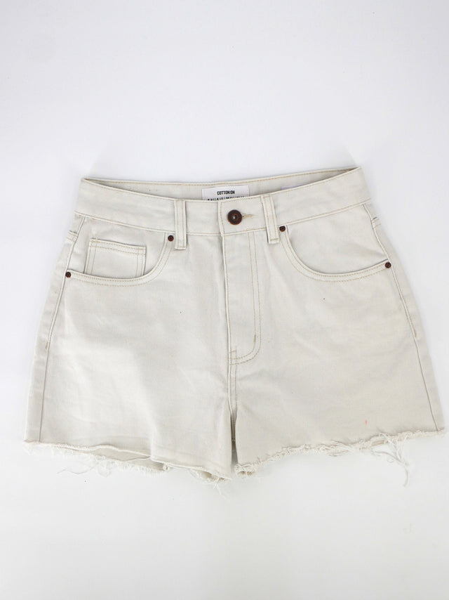 Image for Women's Plain Solid Mini Denim Short,Off White