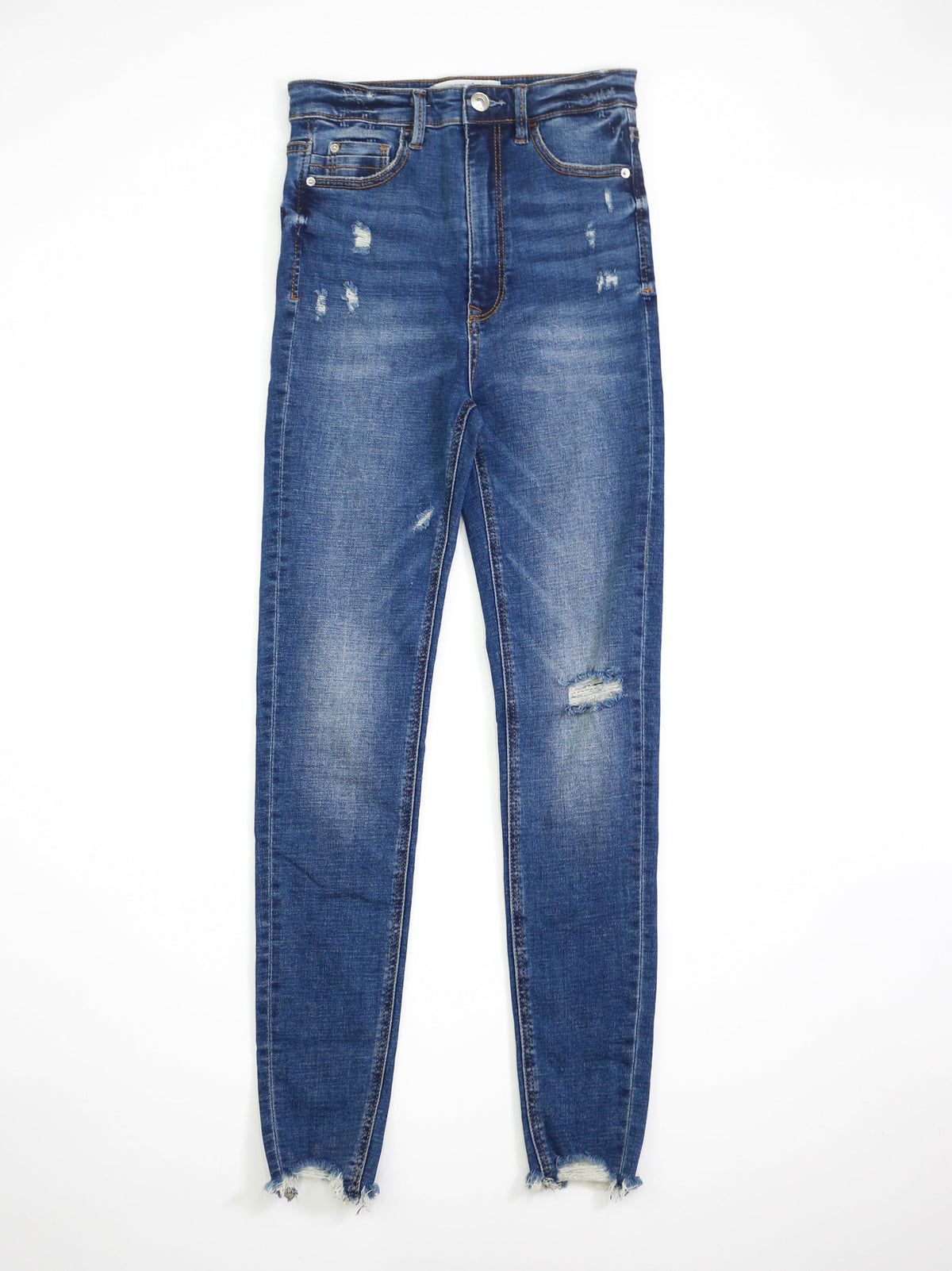 Image for Women's Washed Ripped Skinny Jeans,Dark Blue