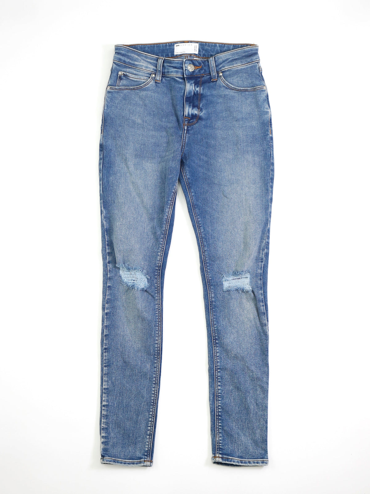 Image for Women's Washed Ripped Skinny Jeans,Blue