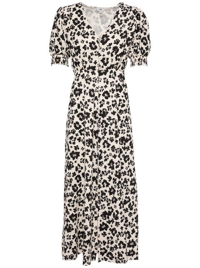 Image for Women's Floral Printed Button Dress,Beige