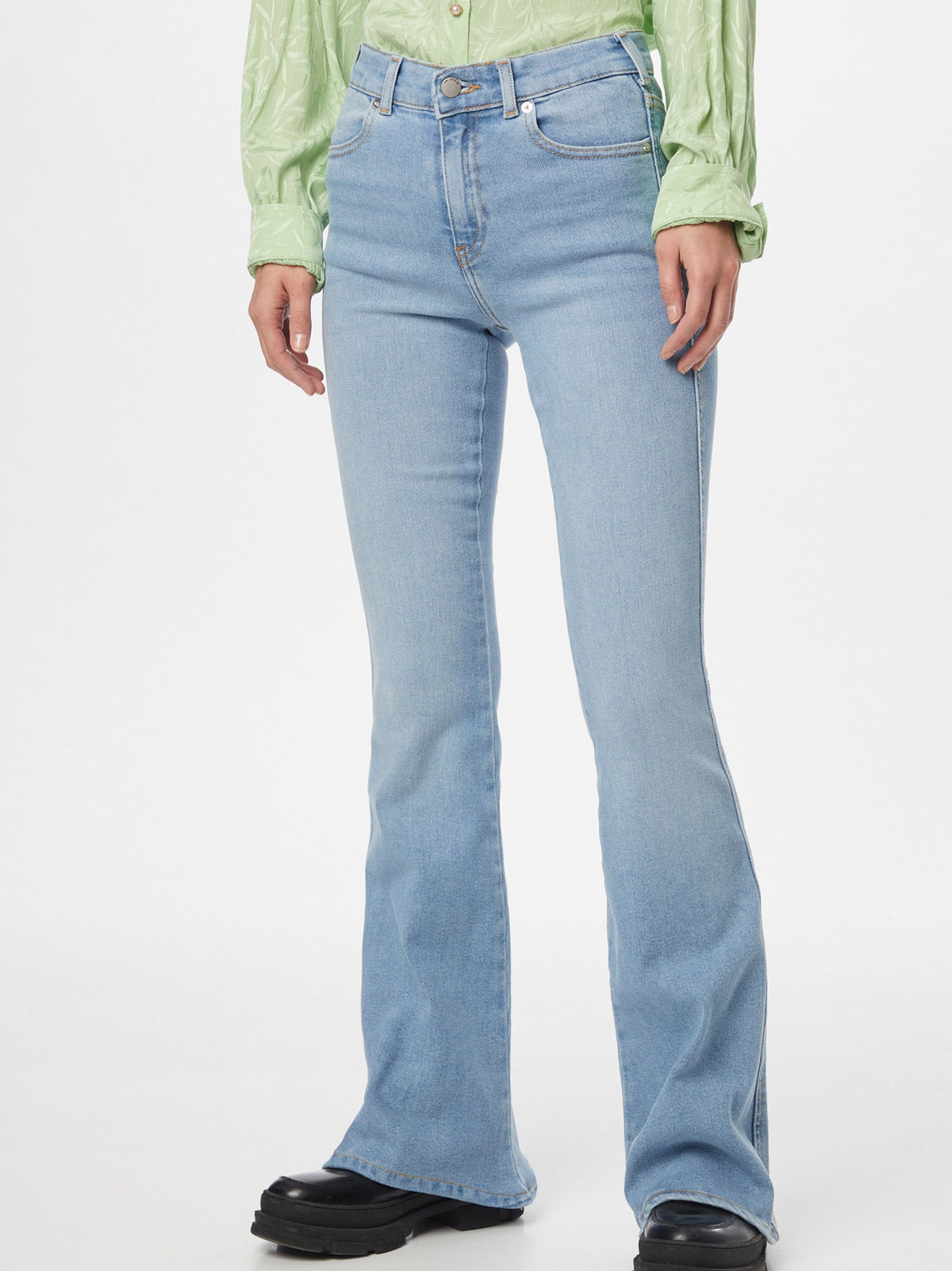Image for Women's Washed Flare Legs Jeans,Light Blue