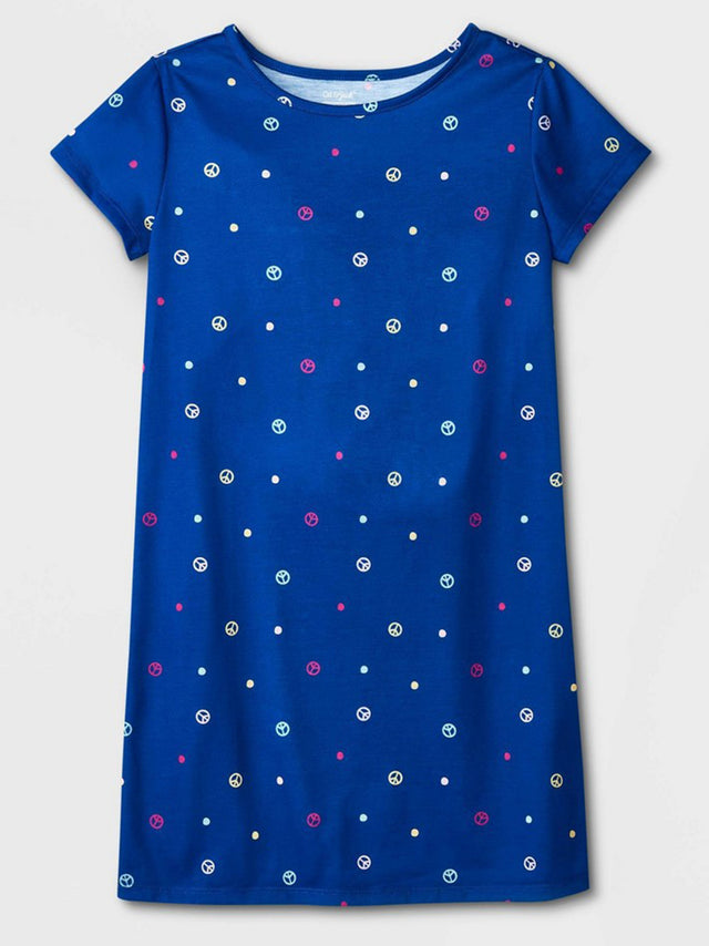 Image for Kids Girl Graphic Printed Sleepwear Dress,Dark Blue