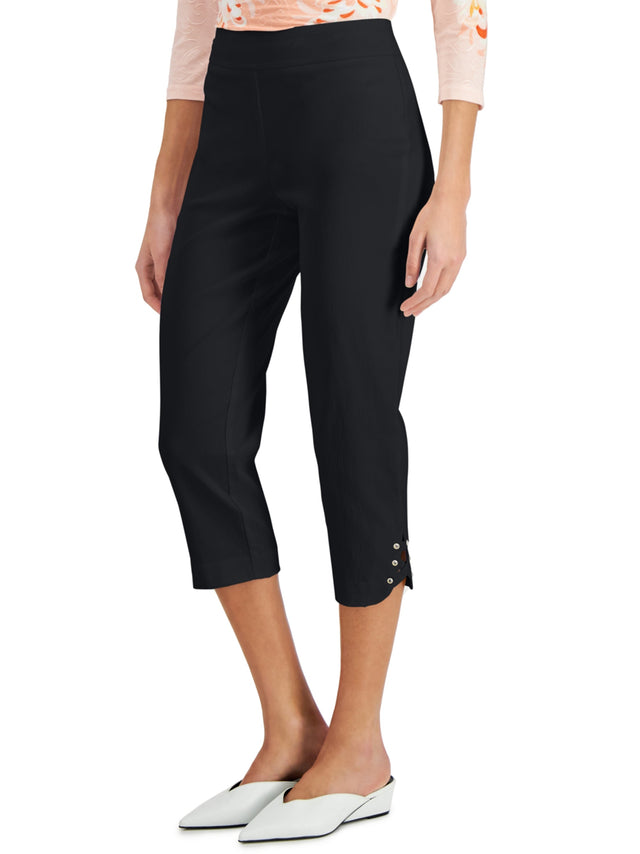 Image for Women's Plain Solid Capri Pant,Black