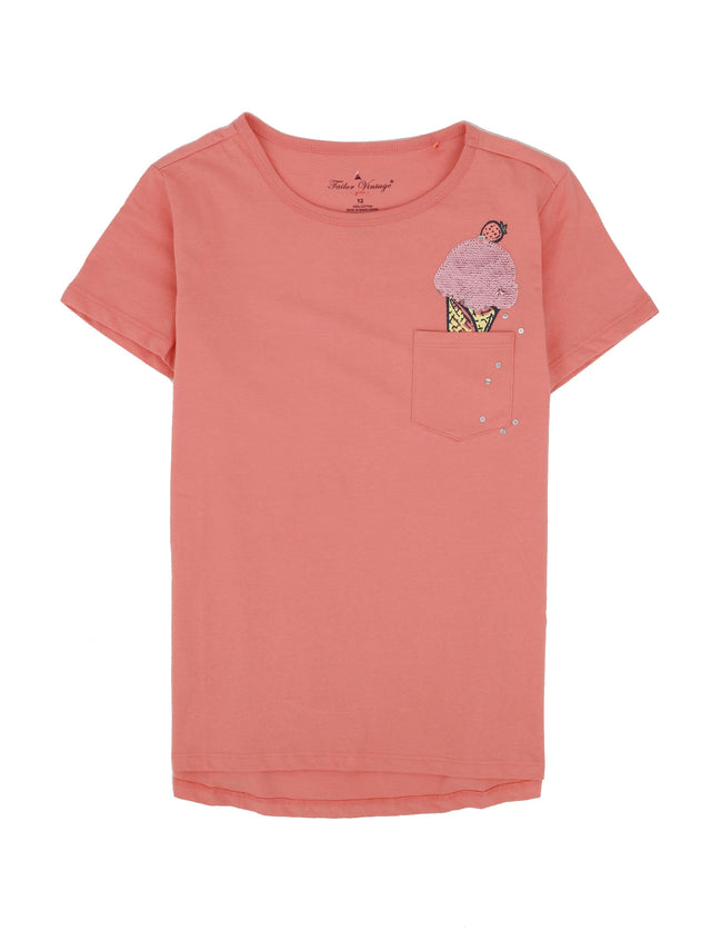 Image for Kids Girl Flip Sequins Side Pocket T-Shirt,Peach