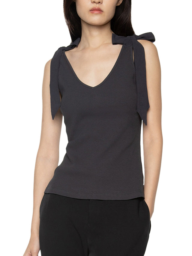Image for Women's Ribbed Tank Top,Dark Grey
