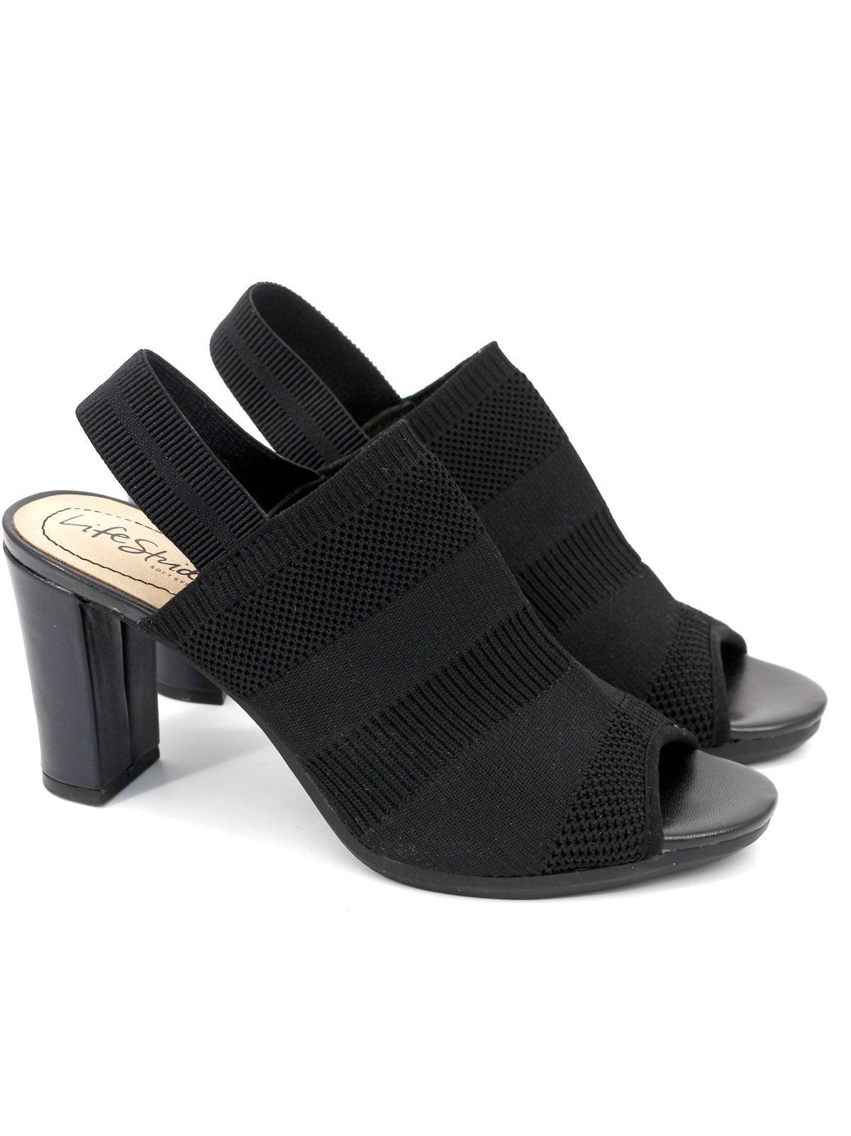Image for Women's Knit Cushioned Slingback Heels,Black
