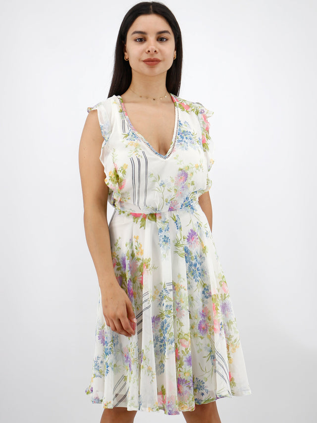 Image for Women's Floral Printed Open Back Dress,Multi