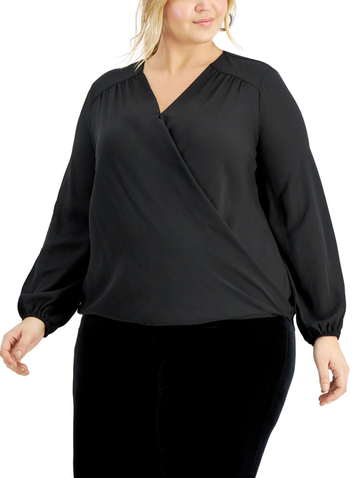 Image for Women's Surplice Mesh Top,Black